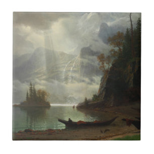 Azulejo Isla en el lago (aceite en lona)