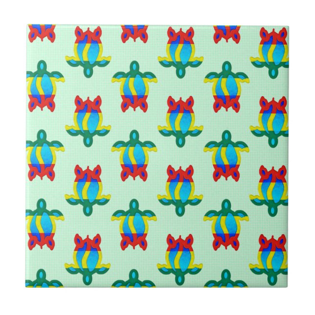 Azulejo Isla Rasta Colores Tortuga Tribal (Frente)