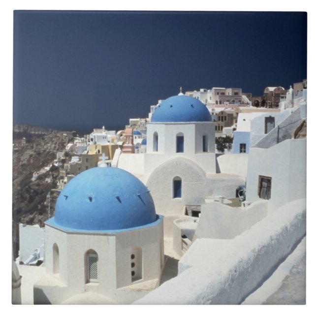 Azulejo Isla Santoirini Grecia Cerámica Tile (Frente)