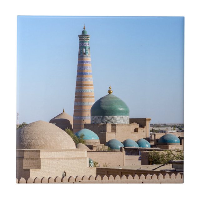 Azulejo Islam Khodja Minaret y mezquita - Khiva, Uzbekistá (Frente)