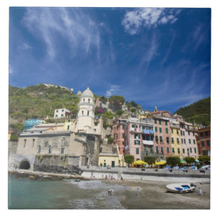 Azulejo Italia, Cinque Terre, Vernazza, Puerto y Iglesia 2