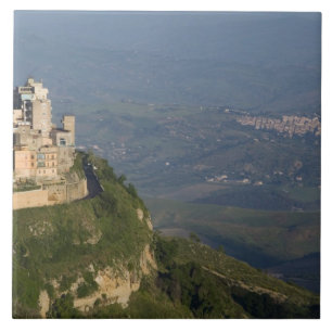 Azulejo Italia, Sicilia, Enna, vista de ciudad desde Rocca