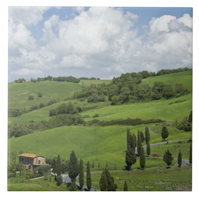 Azulejo Italia, Toscana. La Foce. Un camino curvado serpen (Frente)