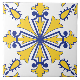 Azulejo Italiana Maiolica Azul Amarillo Mediterráneo 