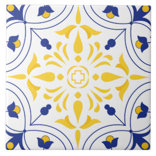 Azulejo Italiana Maiolica Azul Amarillo Mediterráneo 