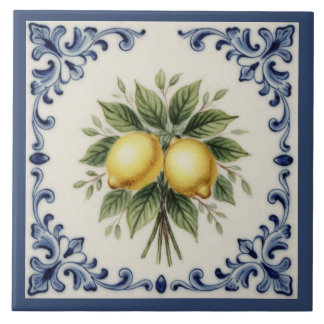 Azulejo italiano de mayólica vintage azul blanco l