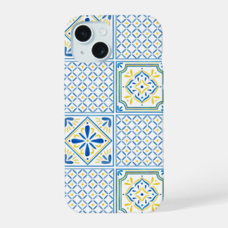 Azulejo italiano mediterráneo azul y amarillo