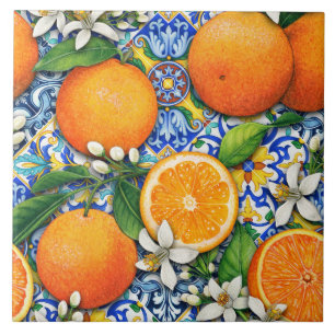 Azulejo Italiano Patrón de Cítricos Mediterráneo