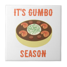 "It's Gumbo Season" Tile de cerámica blanca