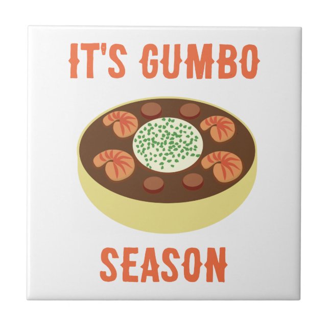 Azulejo "It's Gumbo Season" Tile de cerámica blanca (Frente)