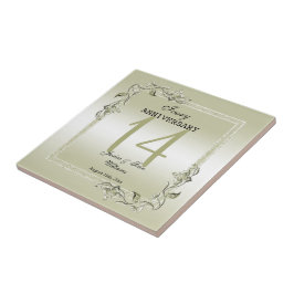 Azulejo Ivory Gem y Purpurina 14º aniversario del Boda 