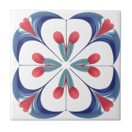 Azulejo Iznik Tulip Motif Ceramic Art Tile