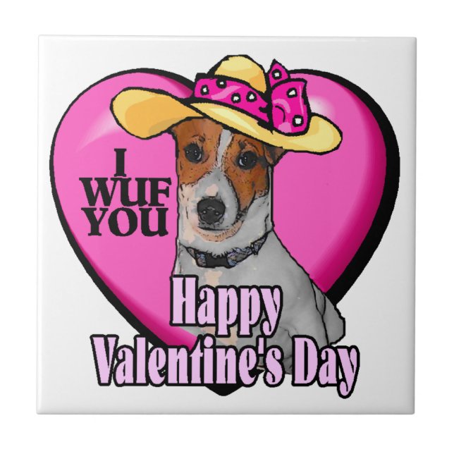 Azulejo Jack Russell Terrier El día de San Valentín (Frente)