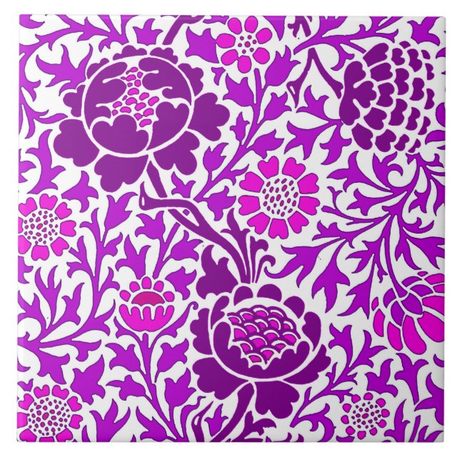 Azulejo Jacobean Floral, Amethyst Purple y Lilac (Frente)