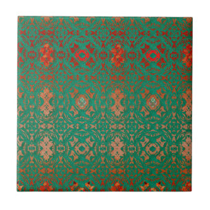 Azulejo Jade bohemia y patrón rojo rusos