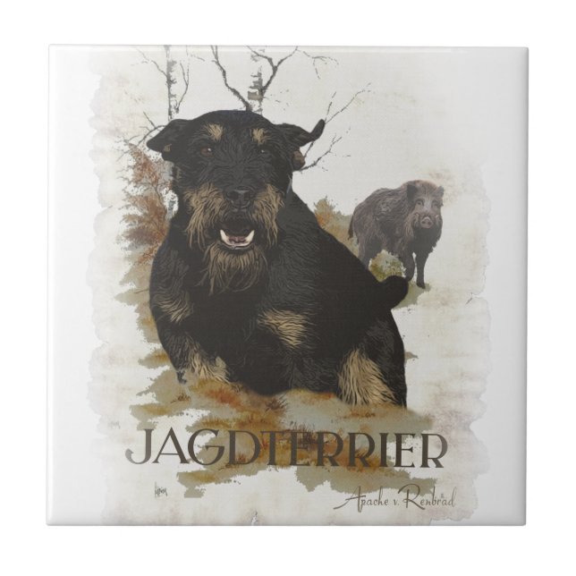Azulejo Jagdterrier T-Shirt Café Mug Ornamento cerámico Be (Frente)