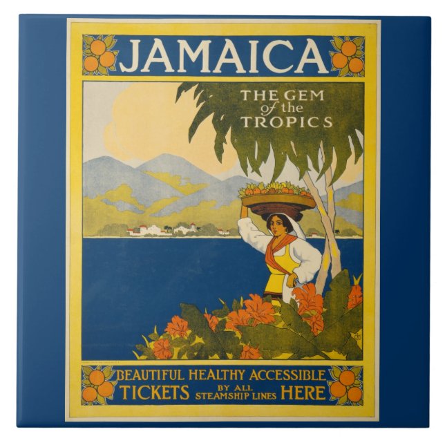 Azulejo Jamaica - Gema de los trópicos (afiche de época) (Frente)