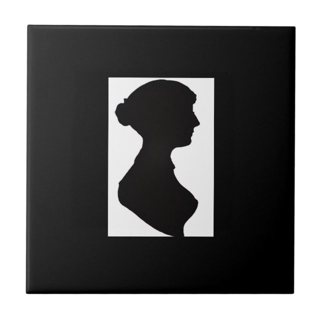 Azulejo Jane Austen's Silhouette on Black (Frente)
