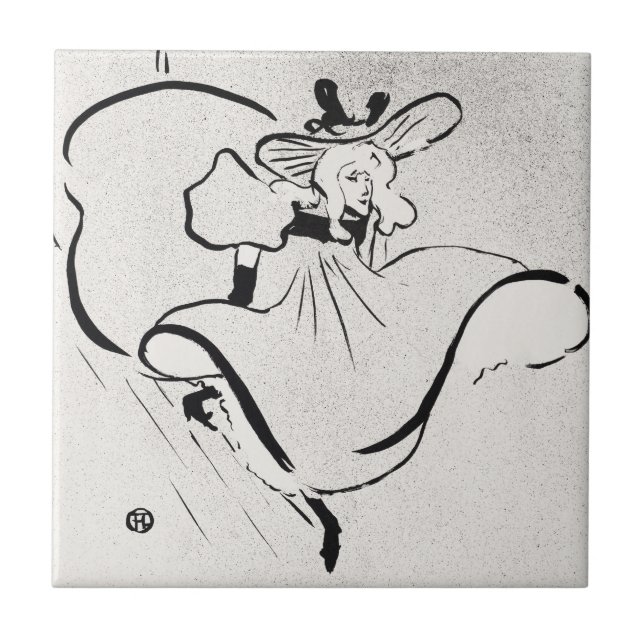 Azulejo Jane Avril, de arte blanco y negro, por Toulouse L (Frente)