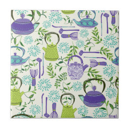 Azulejo Japanese Green Teapot Design