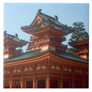 Azulejo Japón, Kyoto, Colorido templo Heian Jingu,