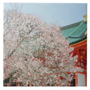 Azulejo Japón, Kyoto. Flor de cerezo de Shinto