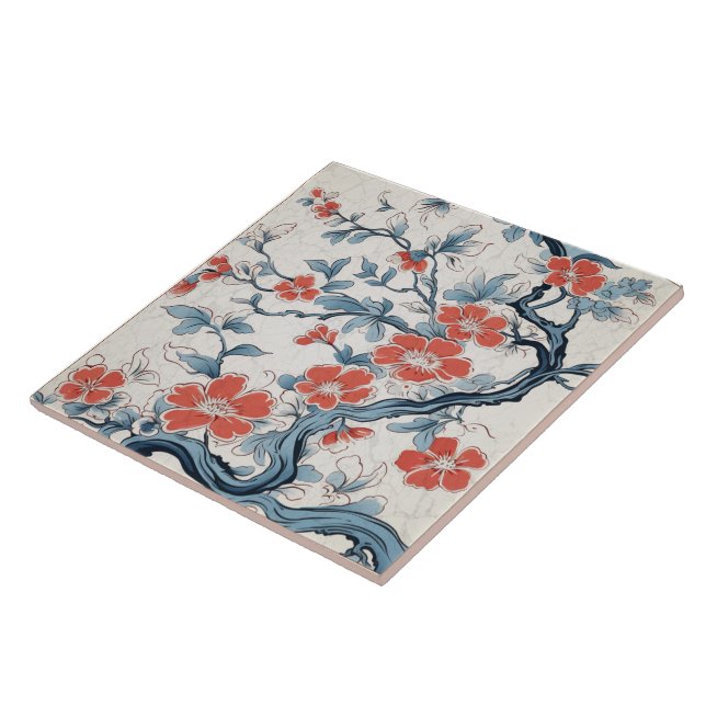 Azulejo Japón tradicional Kutani Arte Ornamental 14 (Lado)