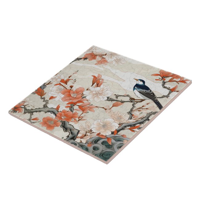 Azulejo Japón tradicional Kutani Arte Ornamental 2 (Lado)