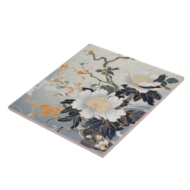 Azulejo Japón tradicional Kutani Arte Ornamental 8 (Lado)