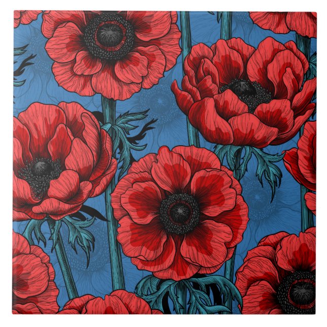 Azulejo Jardín anémico rojo (Frente)