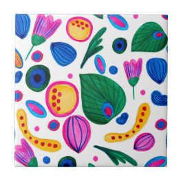 Azulejo Jardín Botánico Abstracto Boho Maximalist