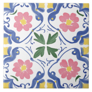 Azulejo Jardín de Acuarela Folclórica