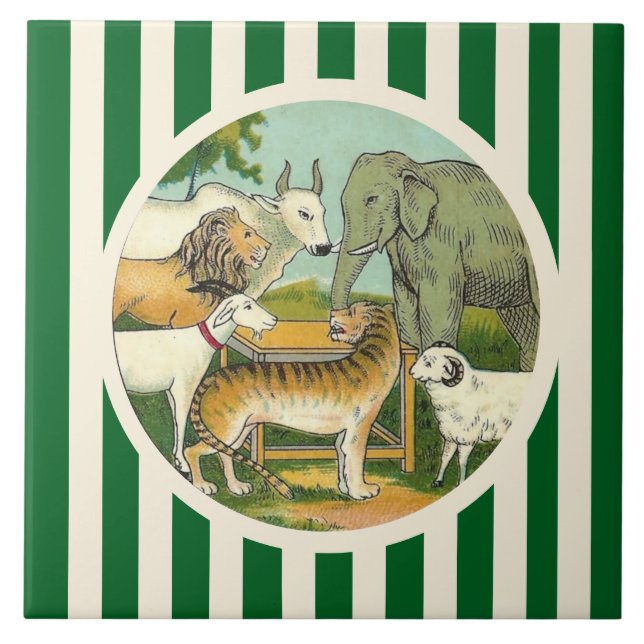 Azulejo Jardín de animales rayados (Frente)