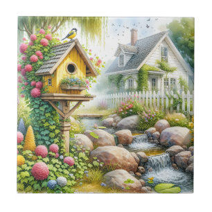 Azulejo Jardín de Cabaña Caprichosa Casa para Pájaros Arro
