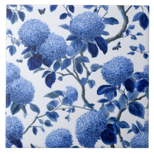 Azulejo Jardín de Cottage Floral Hortensia Azul
