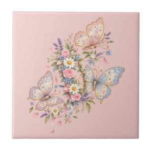 Azulejo Jardín de Cumpleaños de Mariposa Pastel