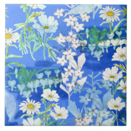 Azulejo Jardín de flores blancas Cosmos Corazón sangrante