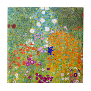 Azulejo Jardín de flores de época por Gustav Klimt