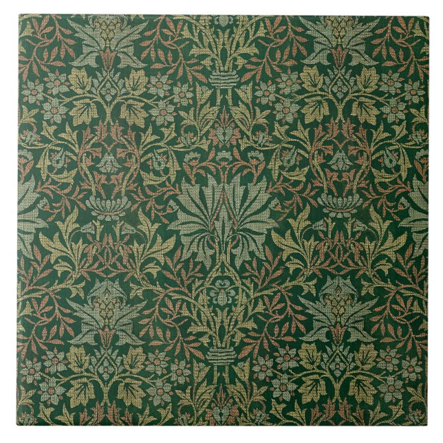 Azulejo Jardín de flores de William Morris - Verdes (Frente)