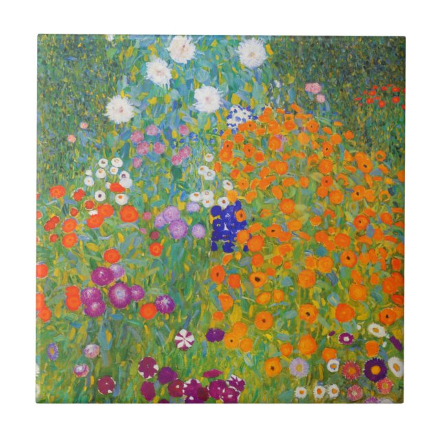 Azulejo Jardín de flores por Gustav Klimt (Frente)