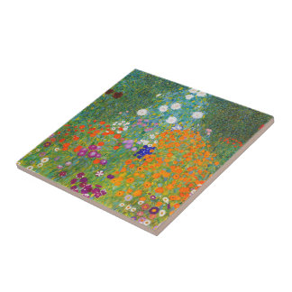Azulejo Jardín de flores por Gustav Klimt