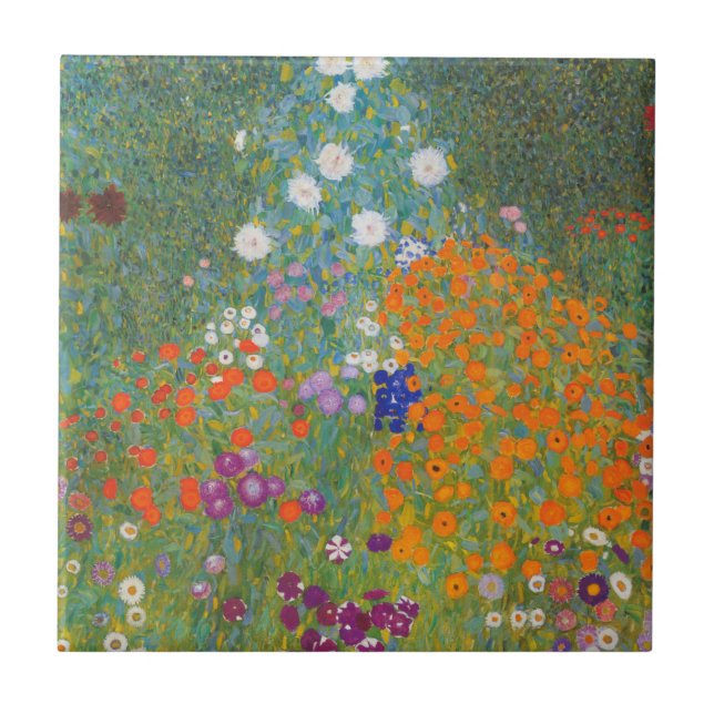 Azulejo Jardín de flores (por Gustav Klimt) (Frente)