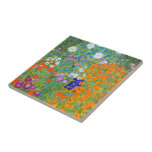 Azulejo Jardín de flores por Gustav Klimt<br><div class="desc">Visita mi tienda para un diseño más interesante y más opciones de color => zazzle.com/colorfulworld*</div>