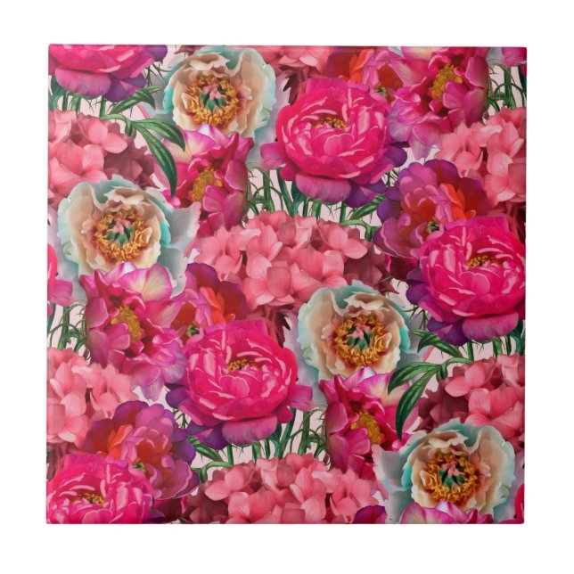 Azulejo Jardín de flores románticas (Frente)