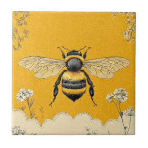 Azulejo Jardín de flores silvestres de abeja melífera vint