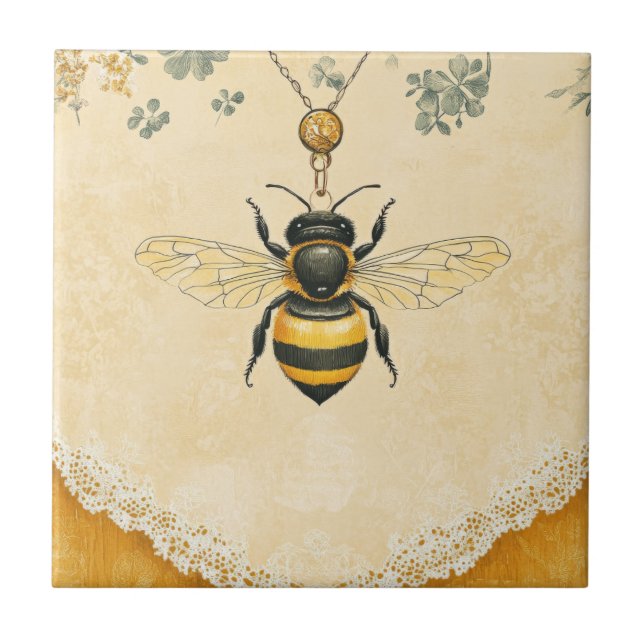 Azulejo Jardín de flores silvestres de abeja melífera vint (Frente)
