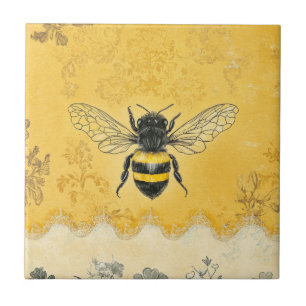 Azulejo Jardín de flores silvestres de abeja melífera vint