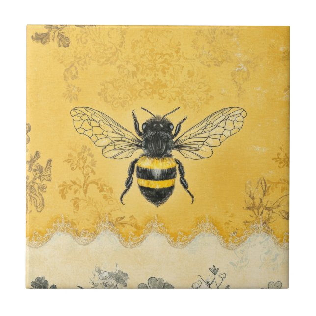 Azulejo Jardín de flores silvestres de abeja melífera vint (Frente)
