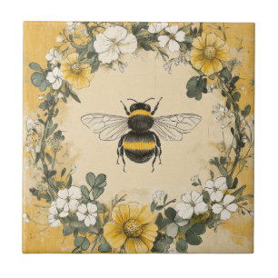 Azulejo Jardín de flores silvestres Vintage Honey Bee (4)