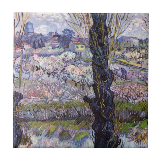 Azulejo Jardín de flores Van Gogh View Arles (Frente)